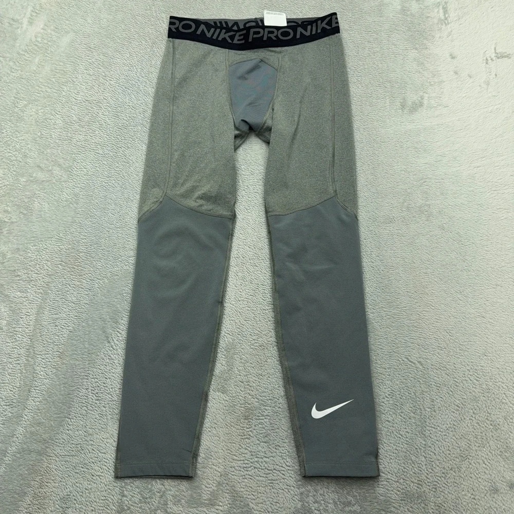 Nike Compression Leggings Mens M Grey Pro Dri-FIT Tight Fit Athletic Base Layer